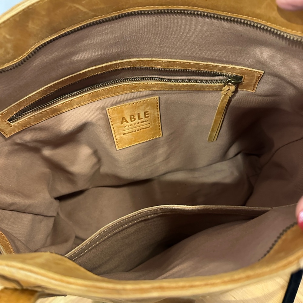 ABLE Tan Leather Tote Bag - Picture 3 of 6
